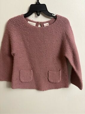 Zara Girls' Textured Knit Long Sleeve Top - Dusty Pink 2-3 years